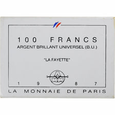 France, 100 Francs, Lafayette, 1987, Paris, BU, Silver, MS(65-70), Gadoury:902
