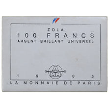 Francia, 100 Francs, Emile Zola Germinal, 1985, Monnaie de Paris, BU, Plata