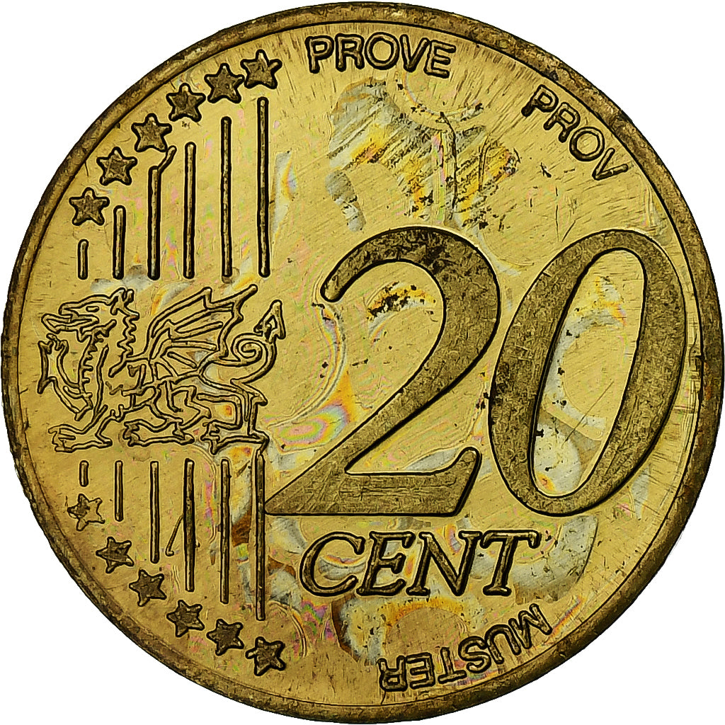 United Kingdom, Wales, 20 Euro Cent, Fantasy euro patterns, Essai-Trial, PP