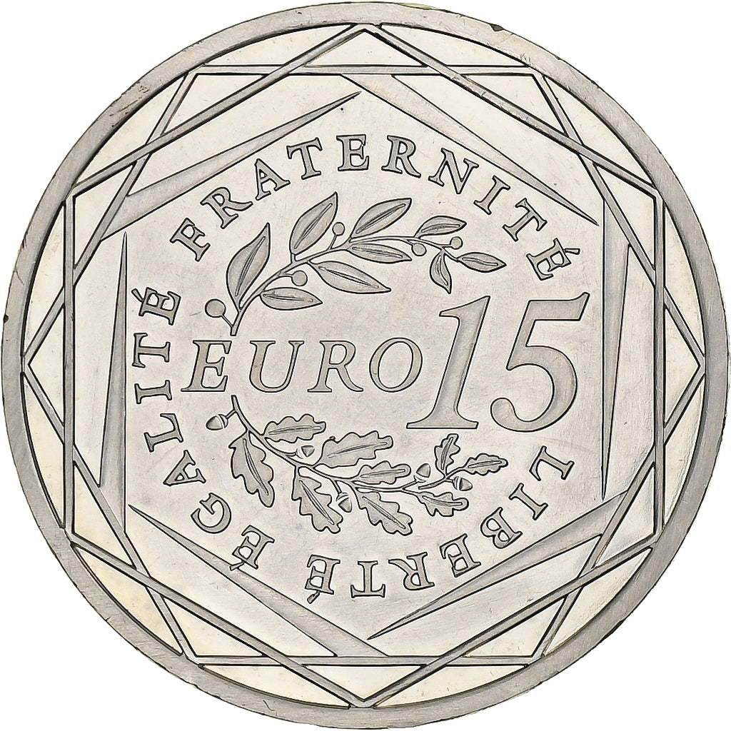 Francja, 15 Euro, Semeuse, 2008-2010, Monnaie de Paris, Srebro, MS(63)