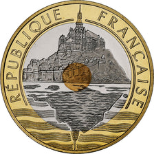 France, 20 Francs, Mont Saint Michel, 2001, Monnaie de Paris, BE, Tri-Metallic