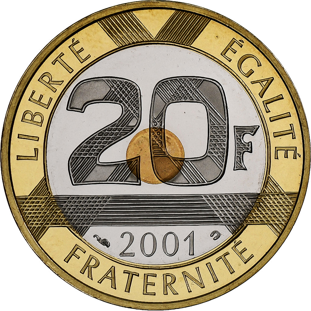 Frankrijk, 20 Francs, Mont Saint Michel, 2001, Monnaie de Paris, Proof