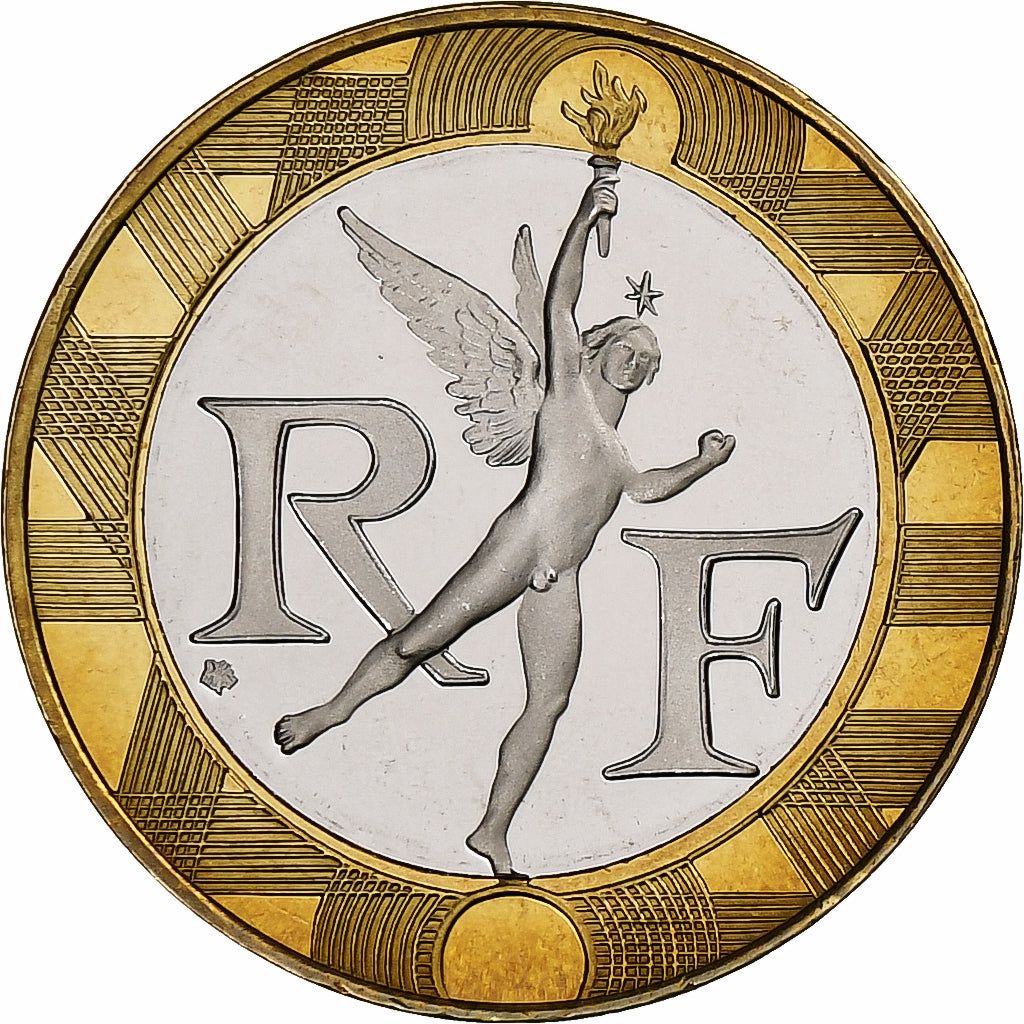 França, 10 Francs, Génie, 2001, Monnaie de Paris, Proof, Bimetálico