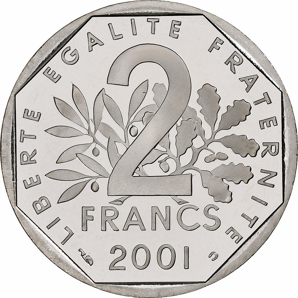 Francia, 2 Francs, Semeuse, 2001, Monnaie de Paris, Prueba, Níquel, FDC