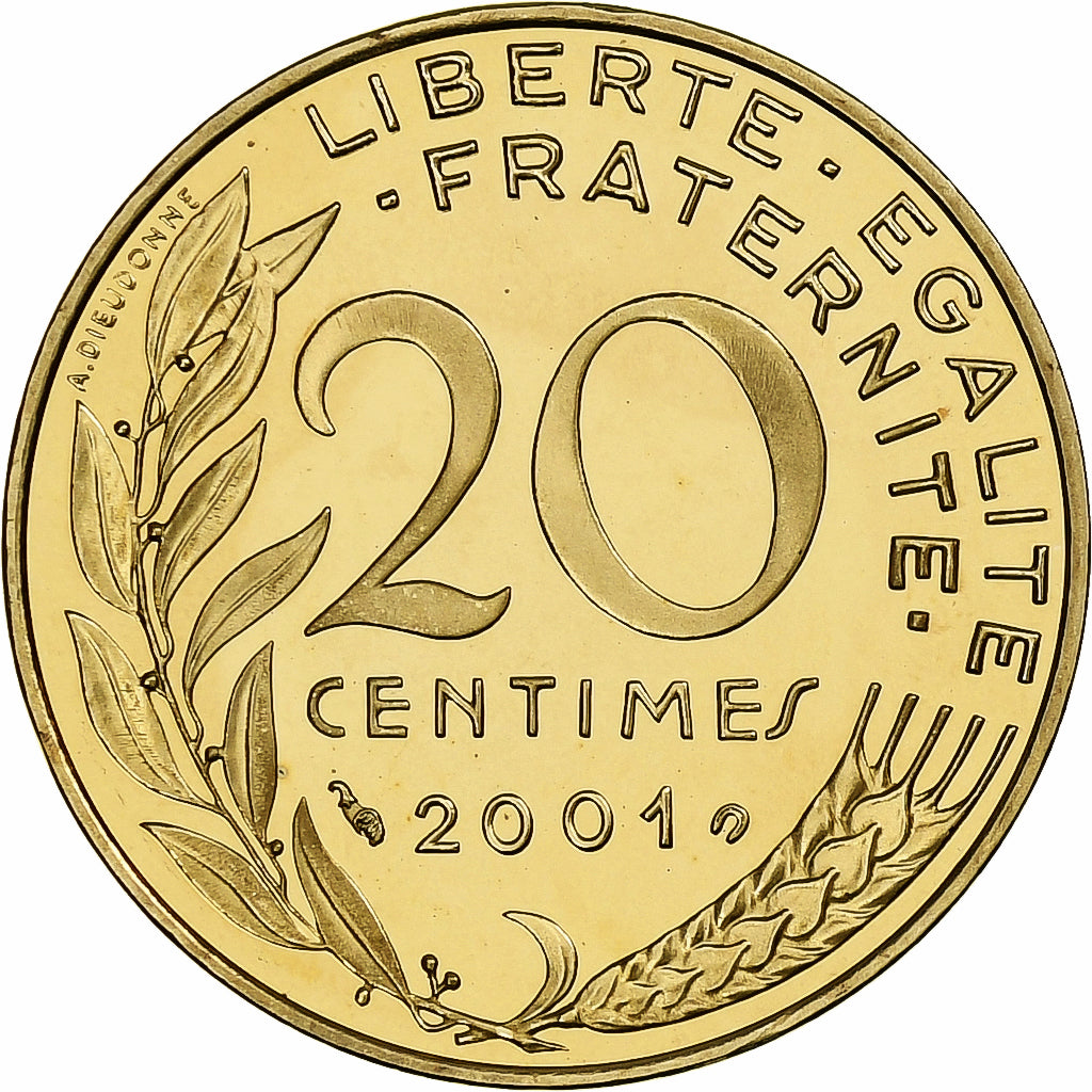 France, 20 Centimes, Marianne, 2001, Monnaie de Paris, Proof, Aluminum-Bronze