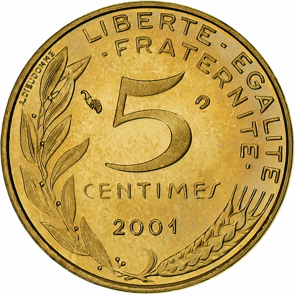 France, 5 Centimes, Marianne, 2001, Monnaie de Paris, Proof, Aluminum-Bronze