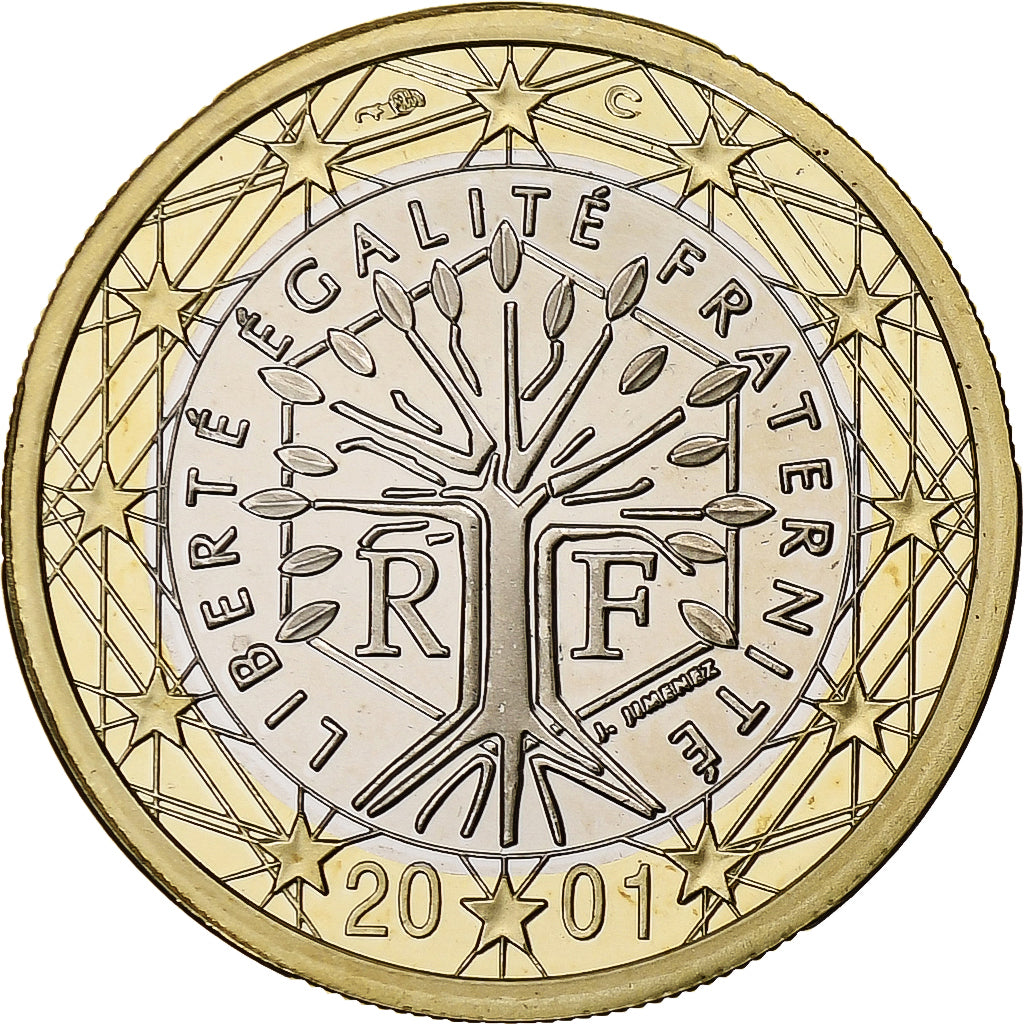 France, Euro, Proof, 2001, Monnaie de Paris, Bi-Metallic, MS(65-70), KM:1288