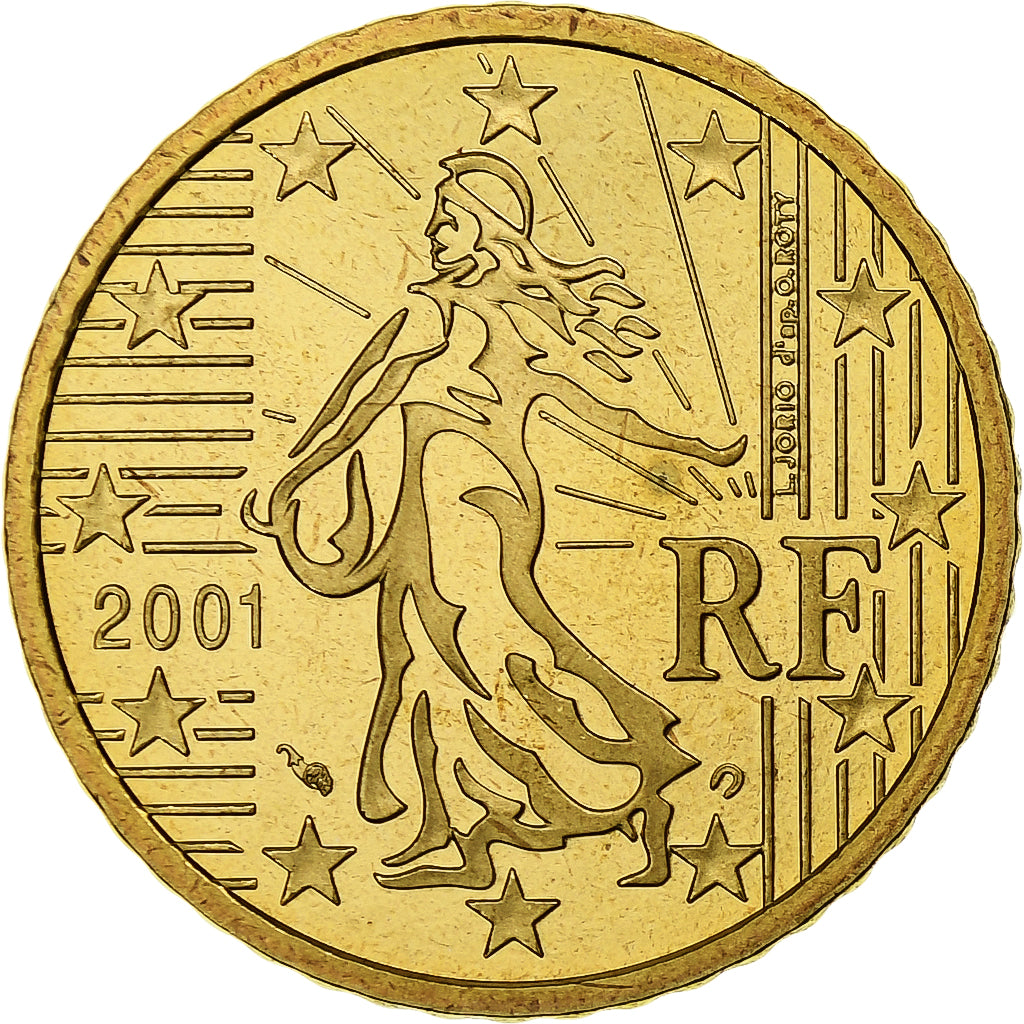 France, 50 Euro Cent, BE, 2001, Monnaie de Paris, Or nordique, FDC, KM:1287