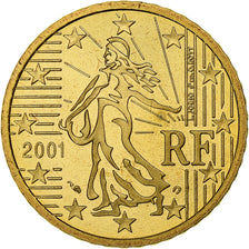 France, 50 Euro Cent, BE, 2001, Monnaie de Paris, Or nordique, FDC, KM:1287