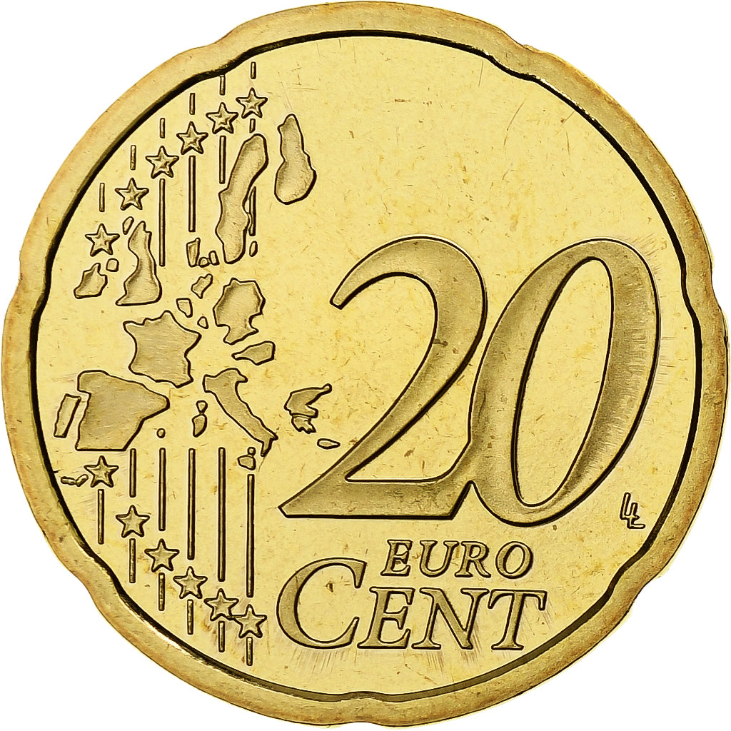 France, 20 Euro Cent, Proof, 2002, Monnaie de Paris, Nordic gold, MS(65-70)