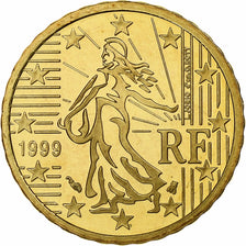 France, 10 Euro Cent, Proof, 1999, Monnaie de Paris, Nordic gold, MS(65-70)