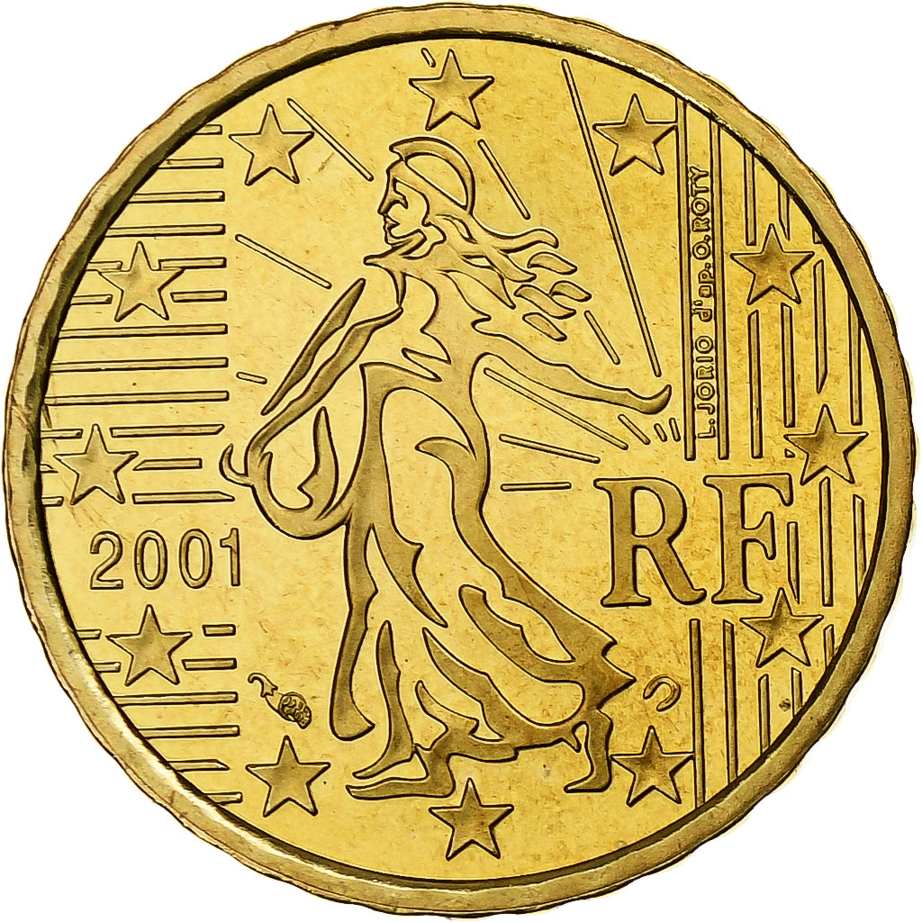 Francja, 10 Euro Cent, Proof, 2001, Monnaie de Paris, Nordic gold, MS(65-70)