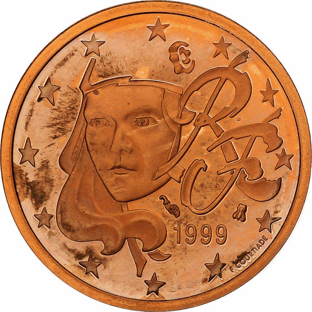 Francja, 2 Euro Cent, Proof, 1999, Monnaie de Paris, Miedź platerowana stalą