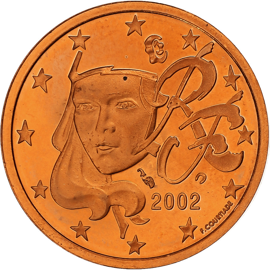 France, 2 Euro Cent, BE, 2002, Monnaie de Paris, Cuivre plaqué acier, FDC