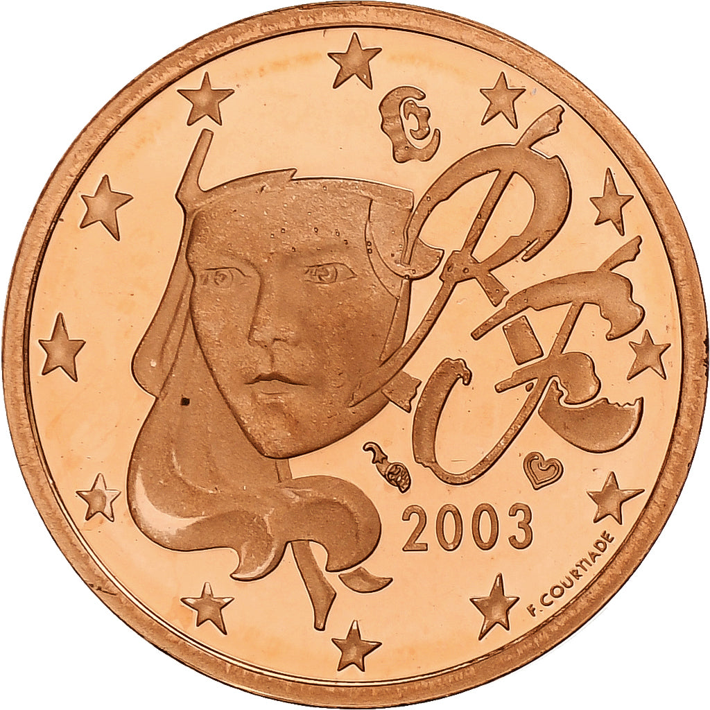 Francja, 2 Euro Cent, Proof, 2003, Monnaie de Paris, Miedź platerowana stalą
