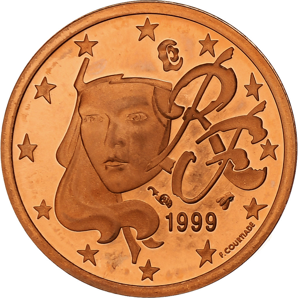 Francja, Euro Cent, Proof, 1999, Monnaie de Paris, Miedź platerowana stalą