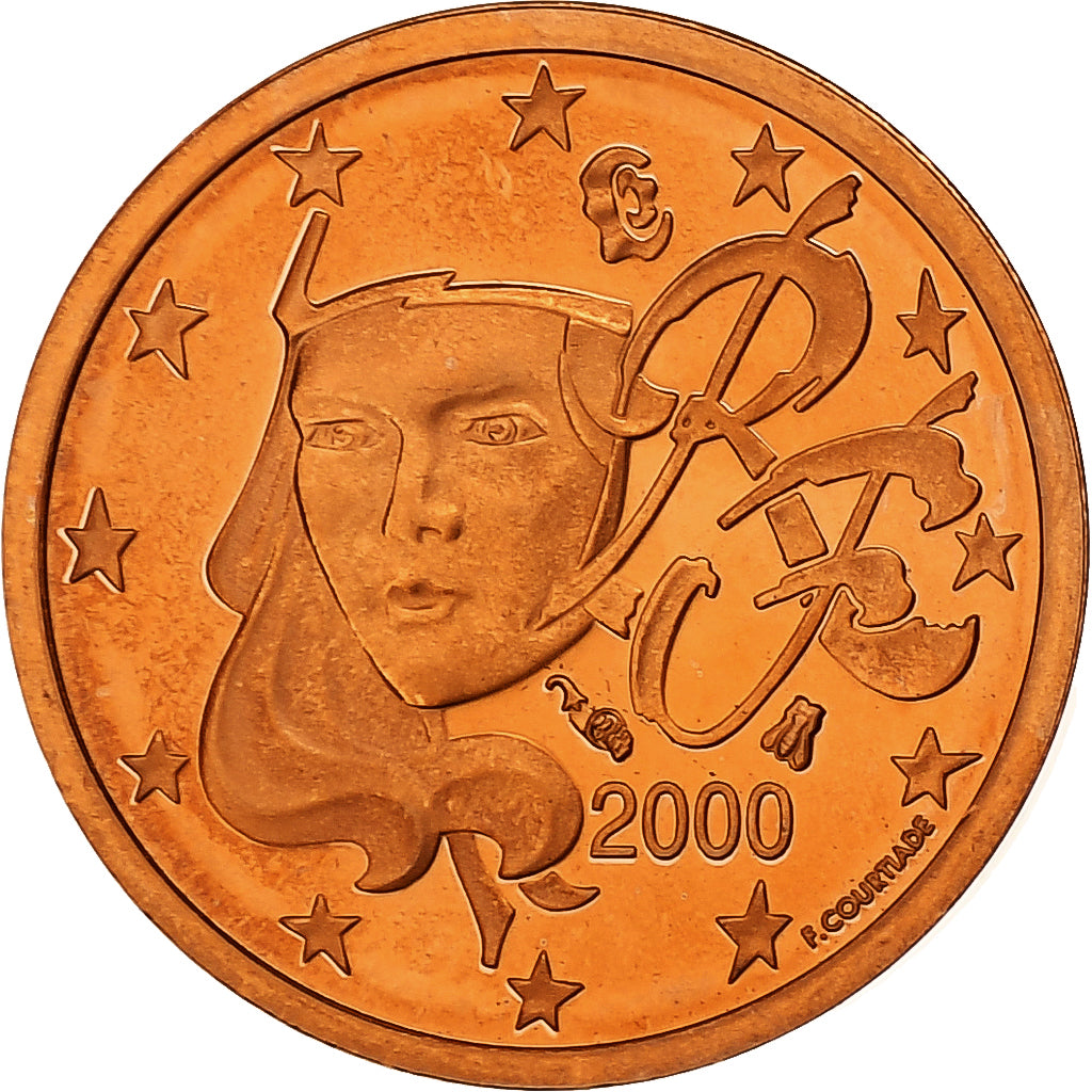 Francja, Euro Cent, Proof, 2000, Monnaie de Paris, Miedź platerowana stalą