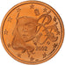 Francja, Euro Cent, Proof, 2002, Monnaie de Paris, Miedź platerowana stalą