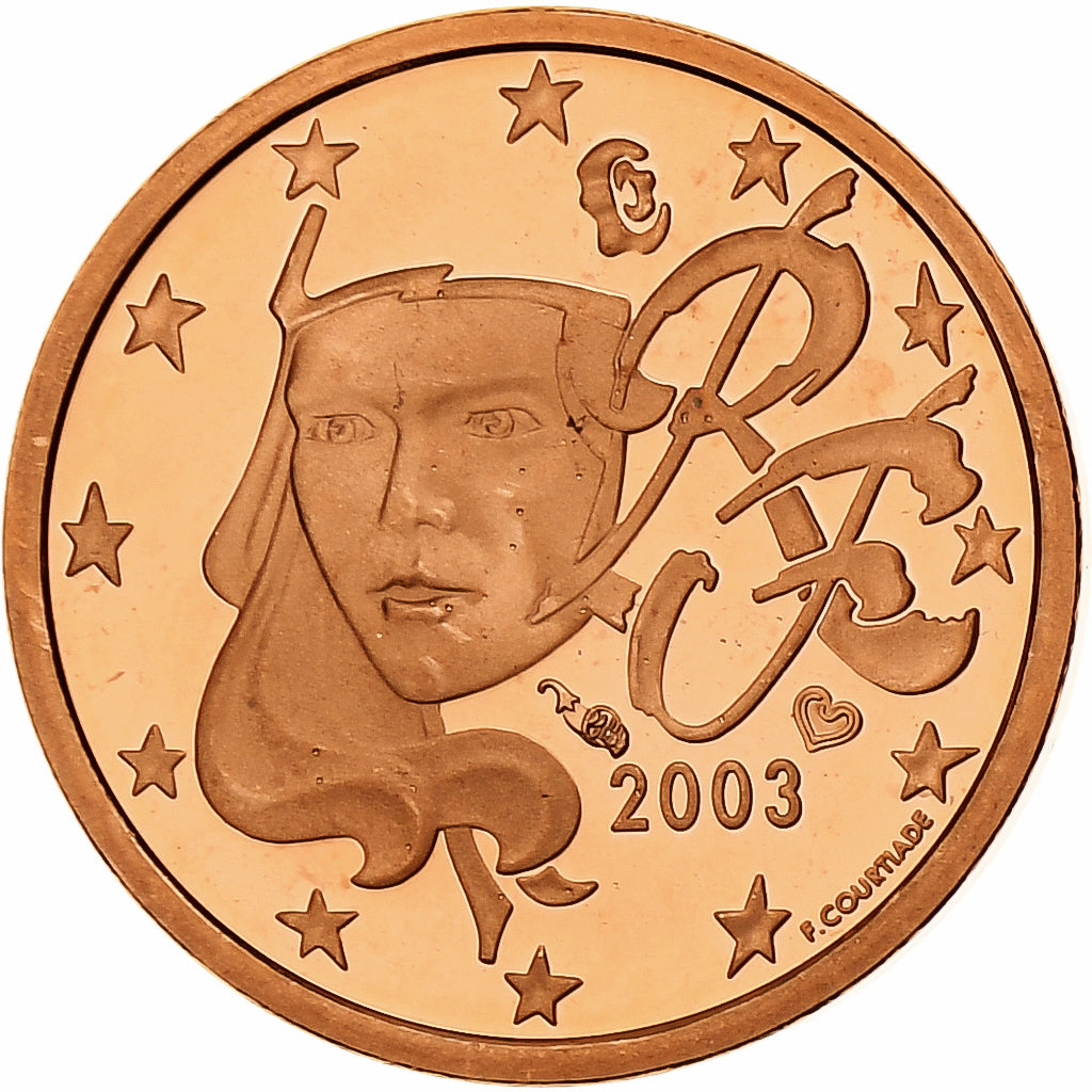 Francja, Euro Cent, Proof, 2003, Monnaie de Paris, Miedź platerowana stalą