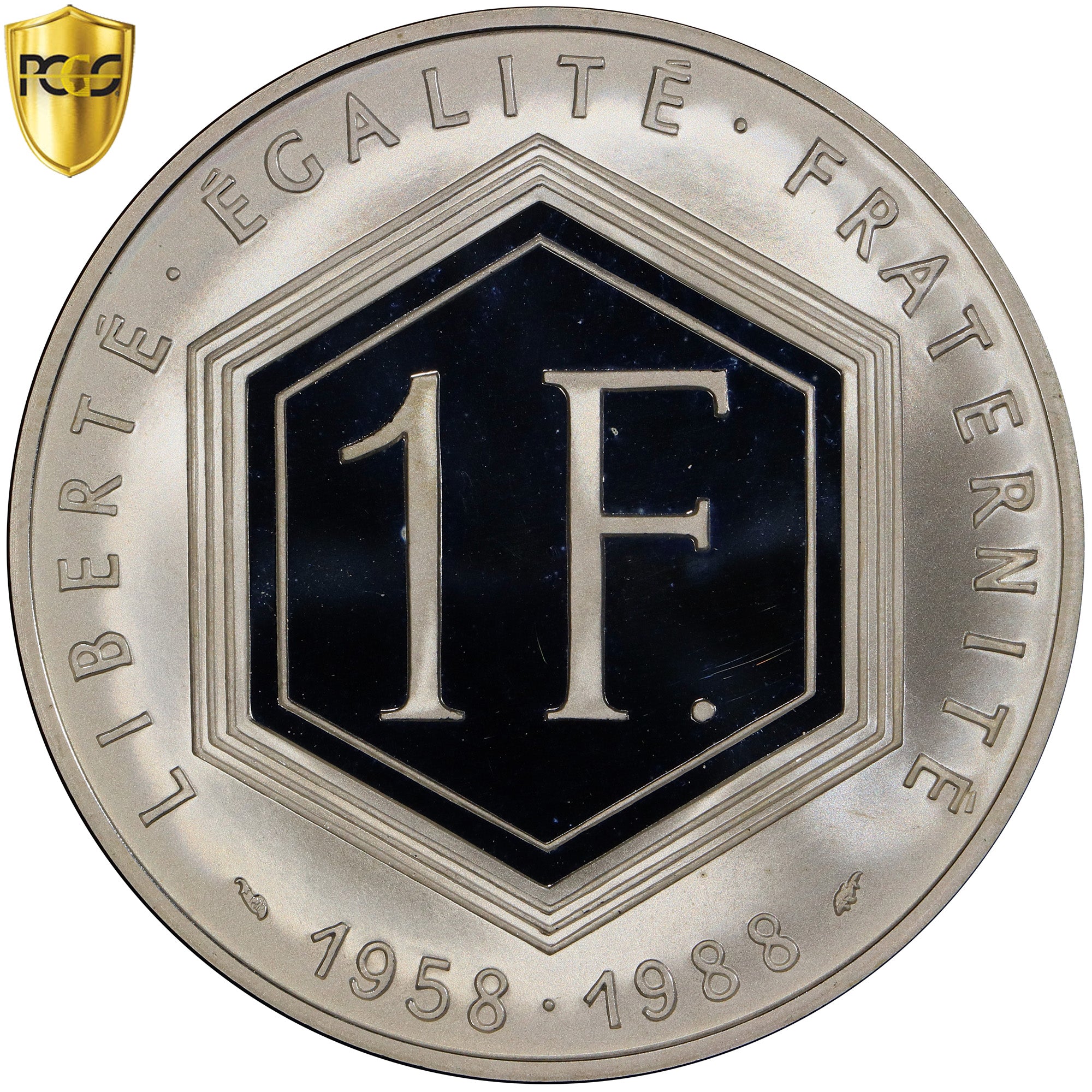 France, Franc, Charles de Gaulle, 1988, Monnaie de Paris, Proof, Silver, PCGS