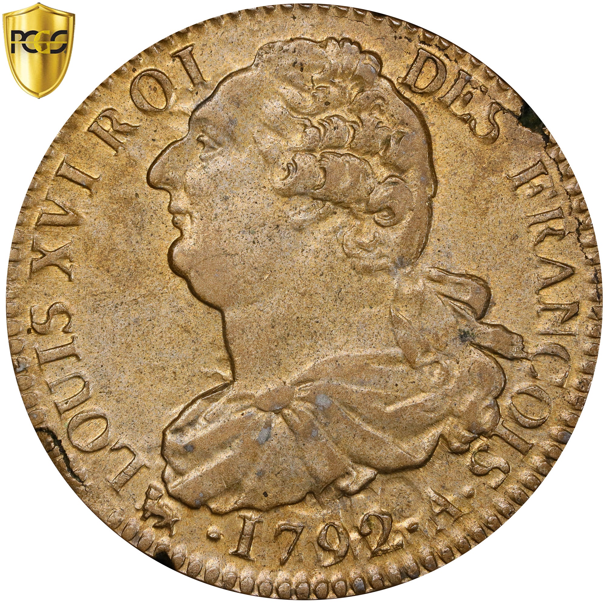 Francia, Louis XVI, 2 sols François, 1792 / AN 4, Paris, Métal de cloche