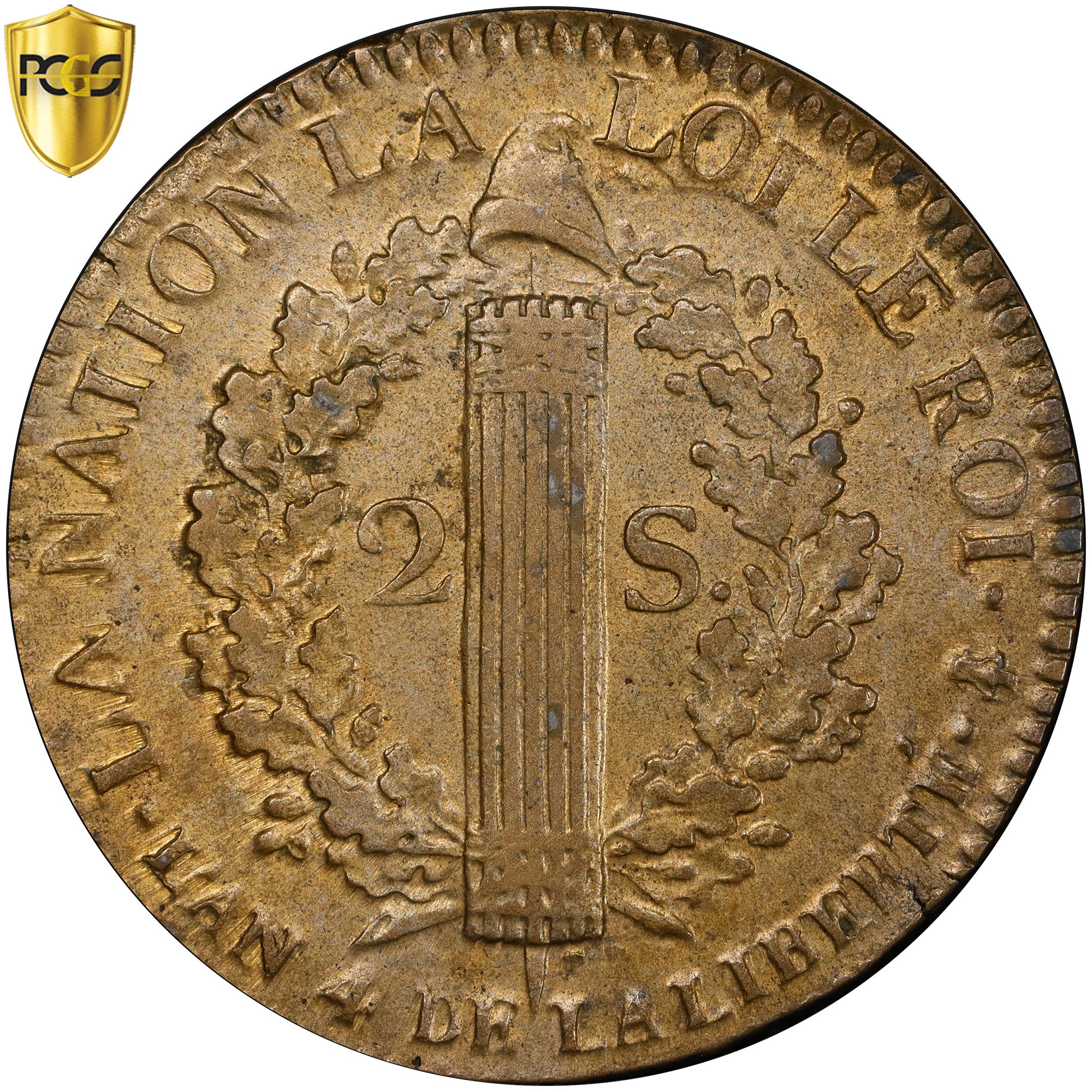 Francia, Louis XVI, 2 sols François, 1792 / AN 4, Paris, Métal de cloche