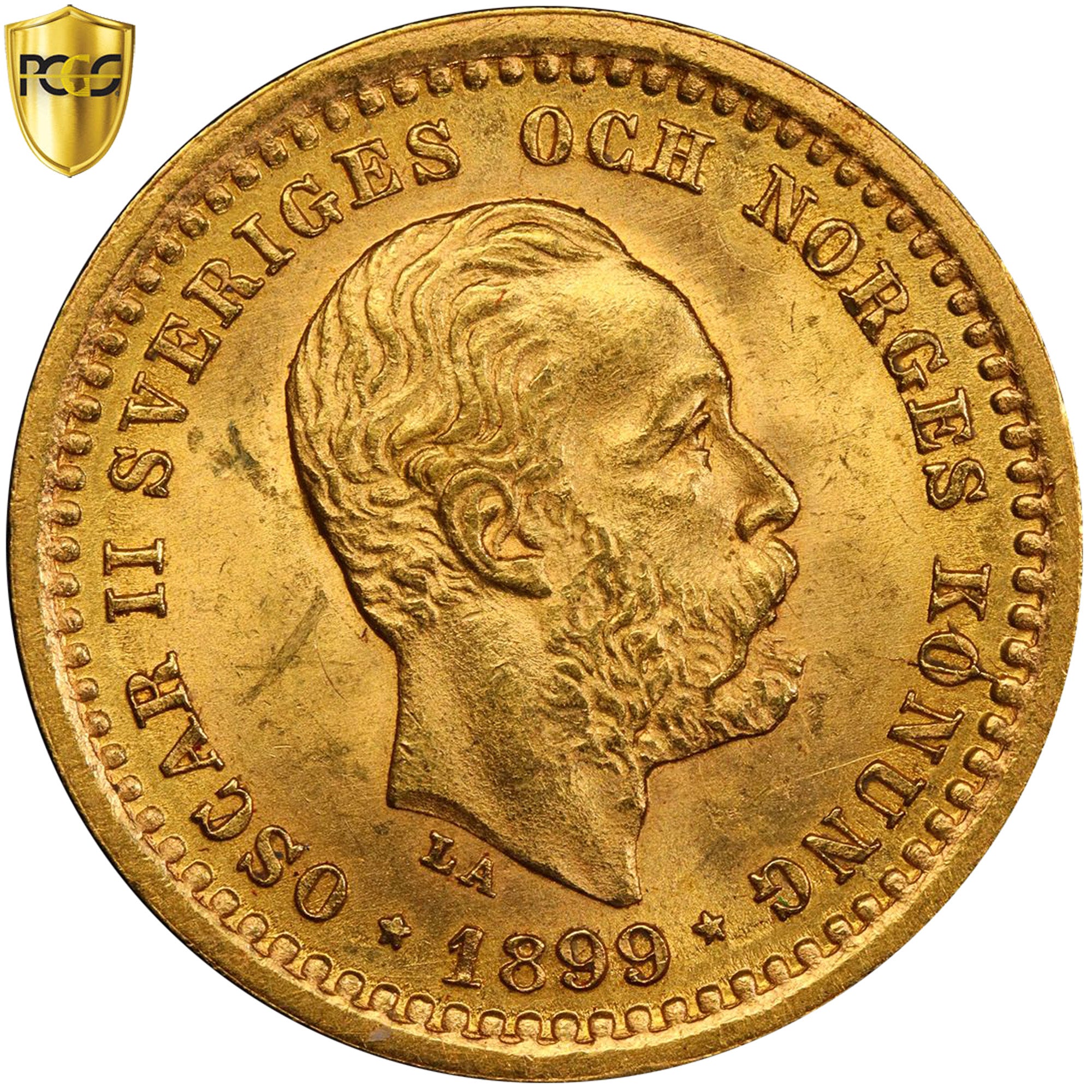 Suède, Oscar II, 5 Kronor, 1899, Stockholm, Or, PCGS, SPL+, KM:756
