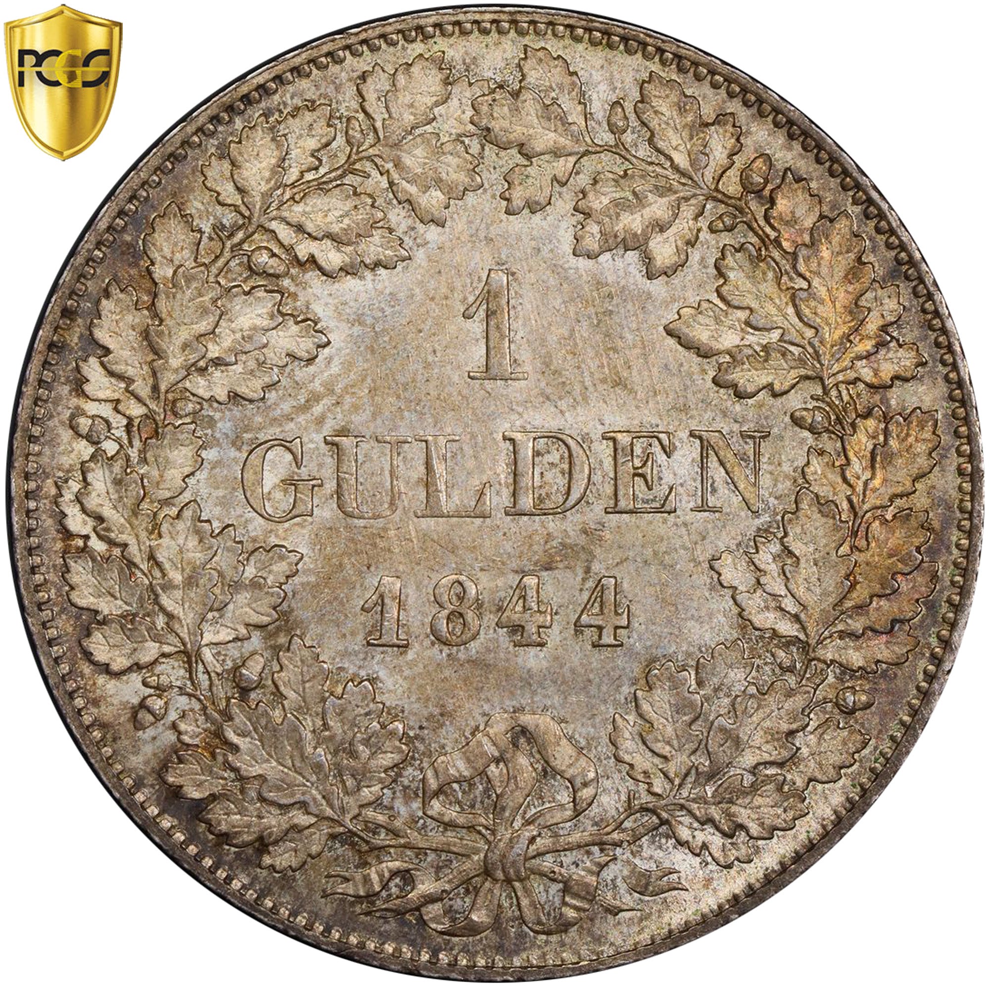 Kingdom of Bavaria, Ludwig I, Gulden, 1844, Munich, Silver, PCGS, UNC