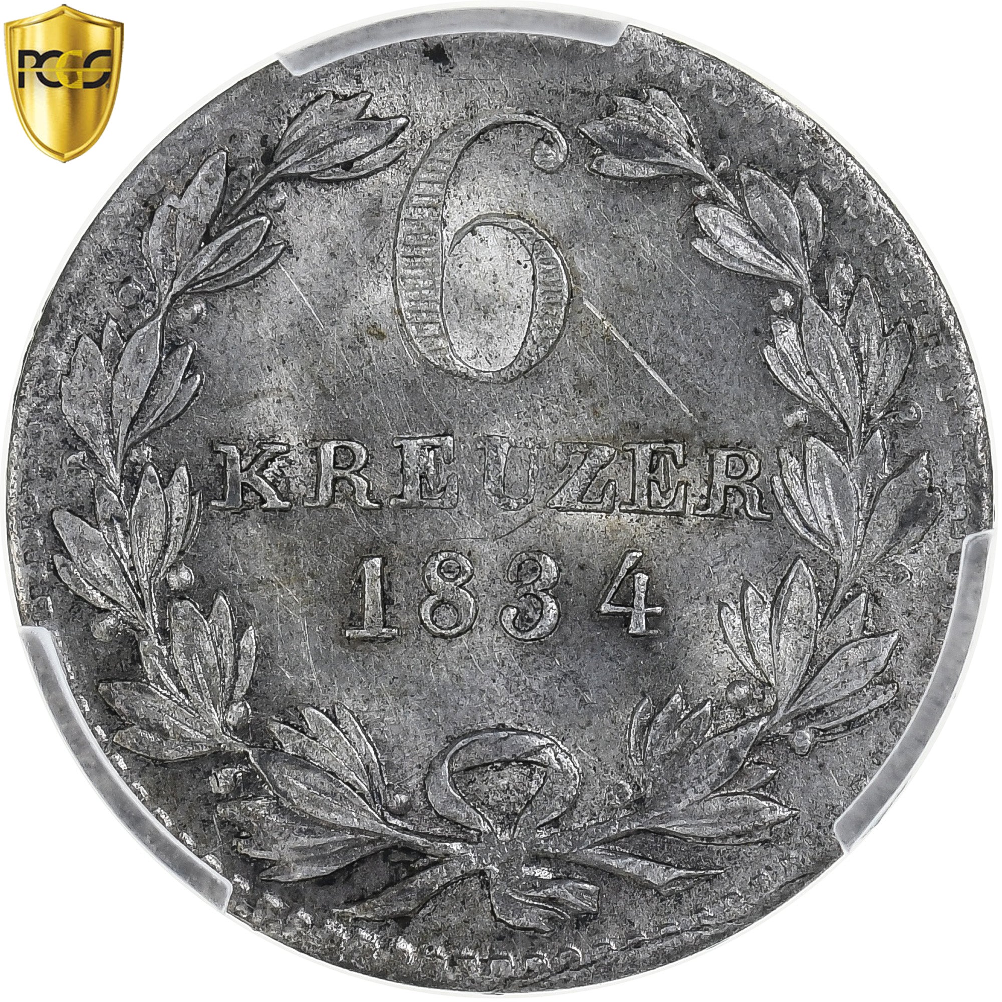Deutschland, Grand-duchy of Baden, Leopold I, 6 Kreuzer, 1834, Billon, PCGS