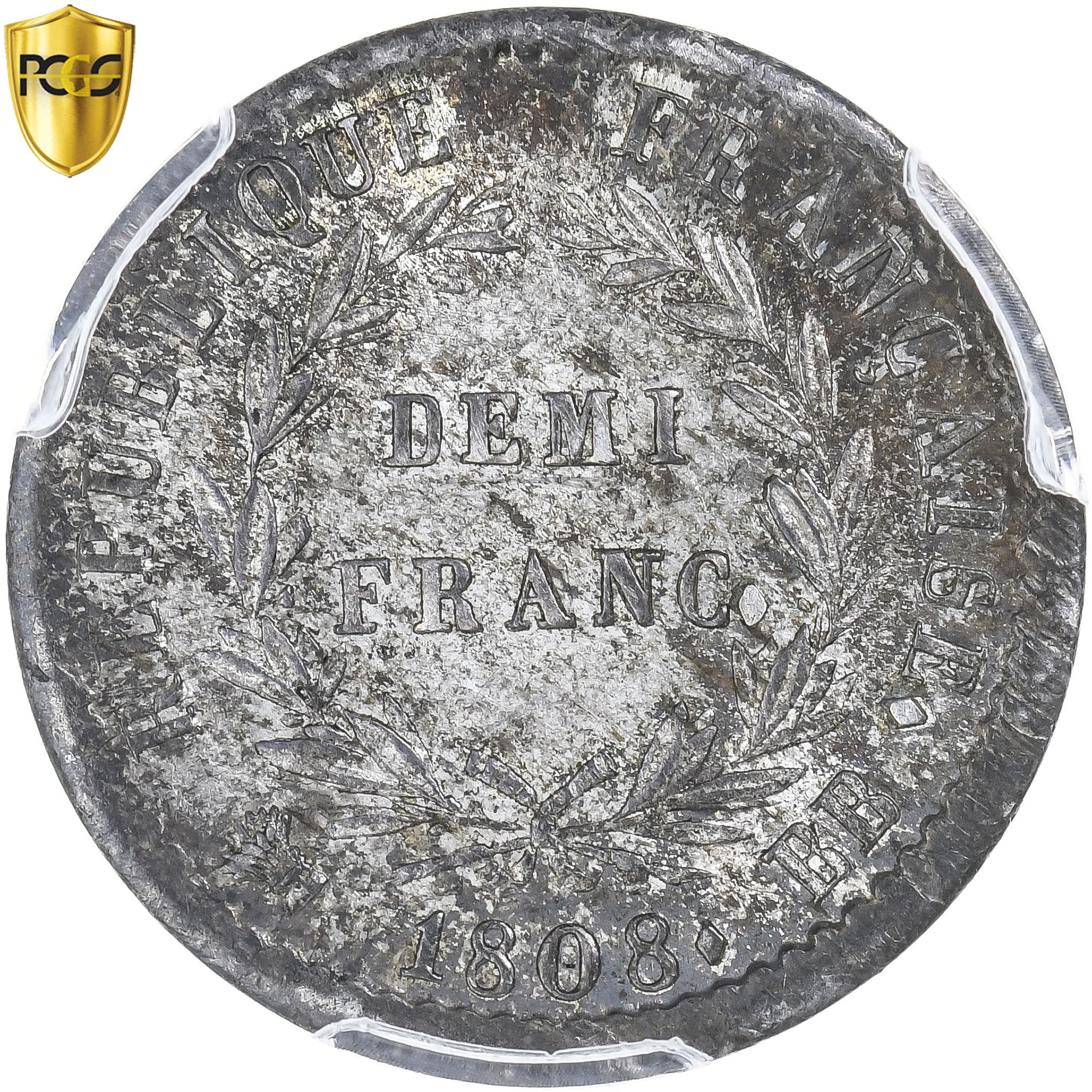 France, Napoleon I, 1/2 Franc, 1808, Strasbourg, Silver, PCGS, MS(60-62)