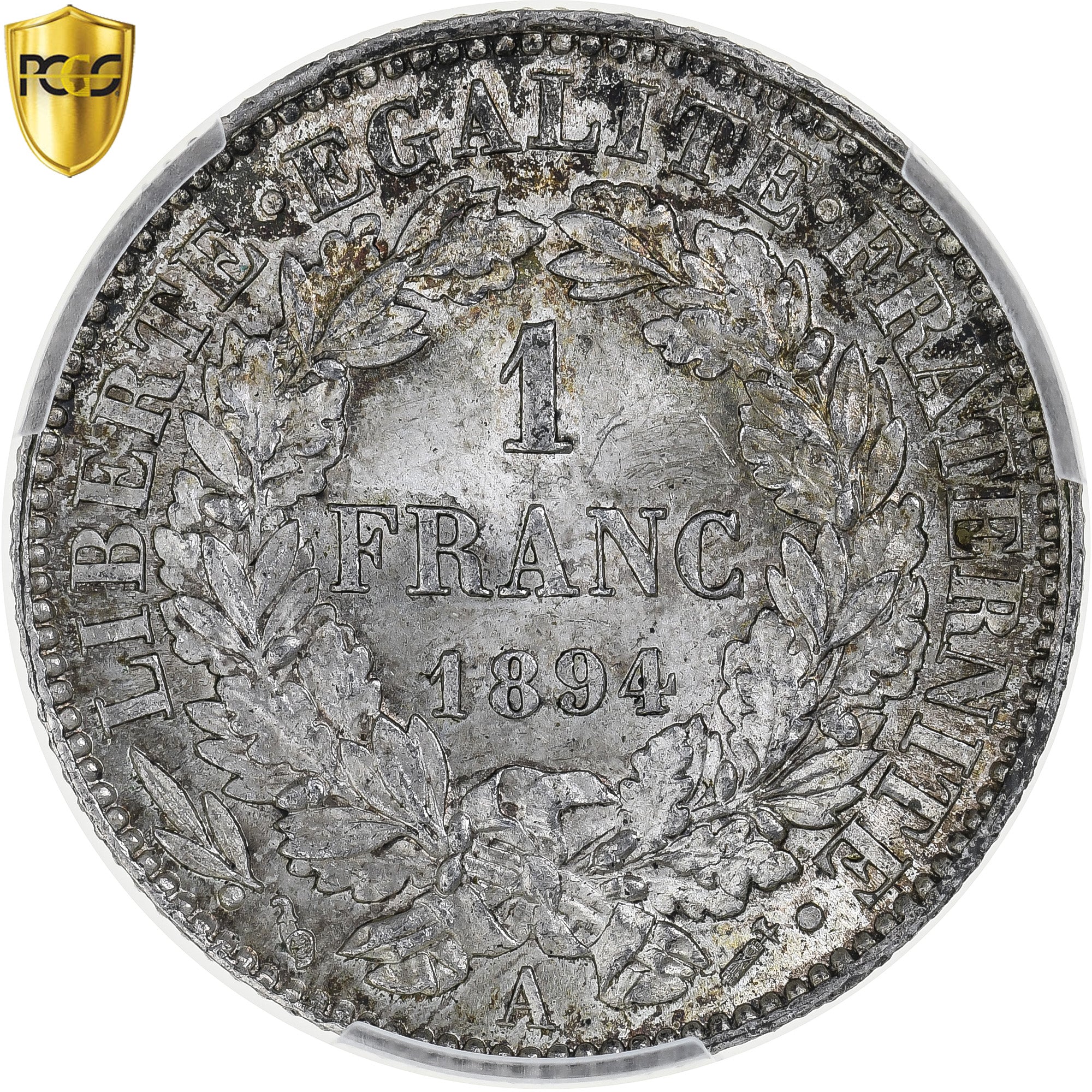 France, 1 Franc, Cérès, 1894, Paris, Silver, PCGS, MS(64), Gadoury:465a