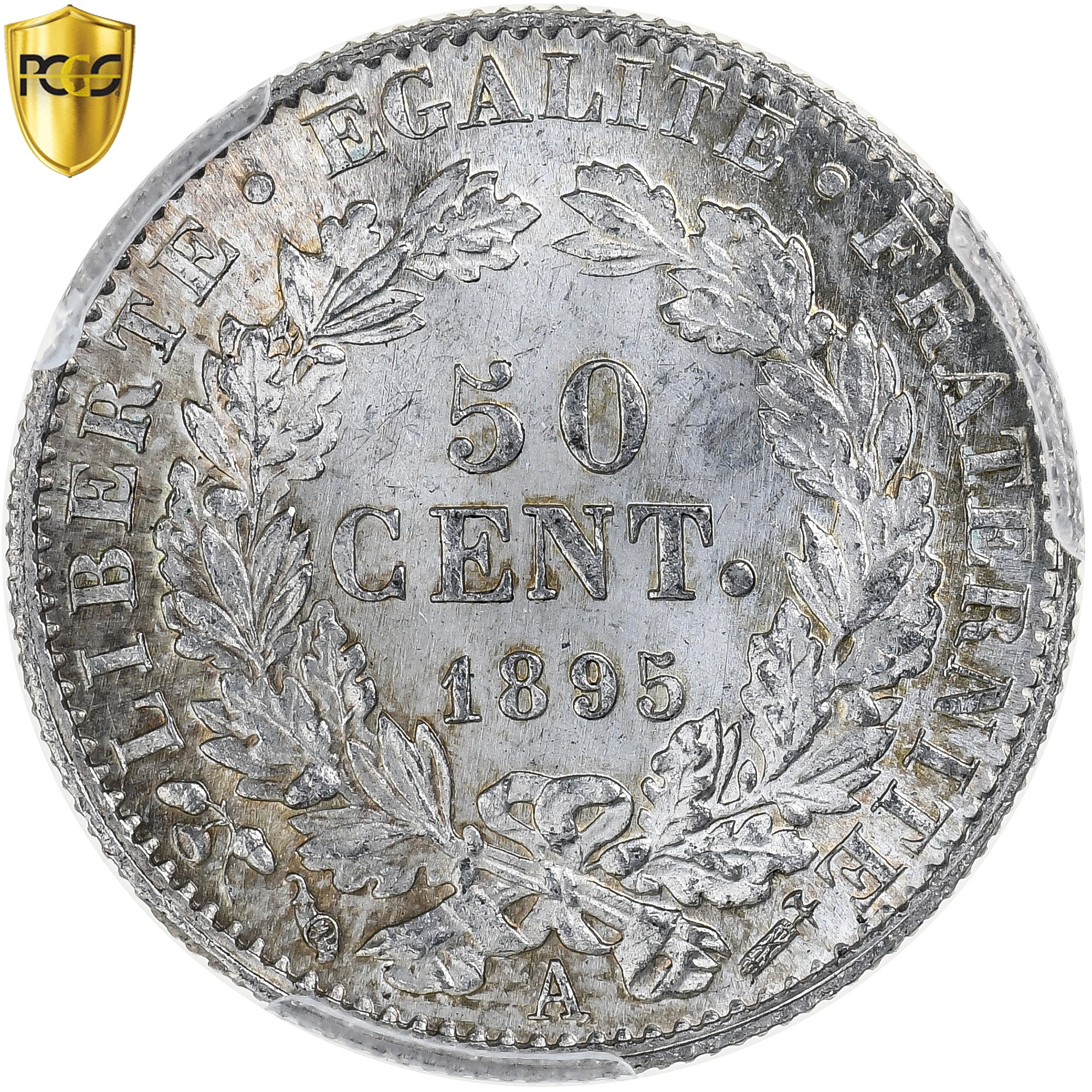 France, 50 Centimes, Cérès, 1895, Paris, Silver, PCGS, MS(65-70)