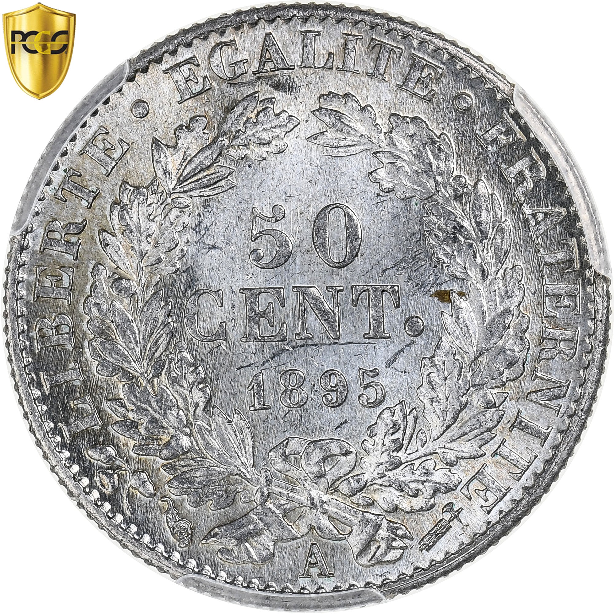 France, 50 Centimes, Cérès, 1895, Paris, Silver, PCGS, MS(65-70)