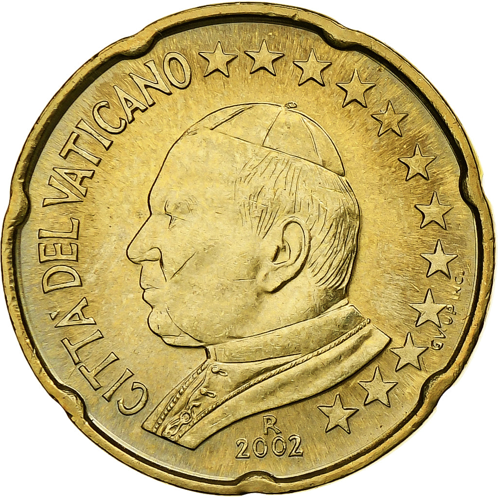 Watykan, Jean-Paul II, 20 Centimes, 2002, Rome, Nordic gold, MS(63), KM:345