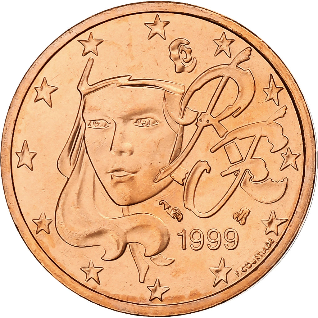 Francja, 2 Euro Cent, BU, 1999, Monnaie de Paris, Miedź platerowana stalą