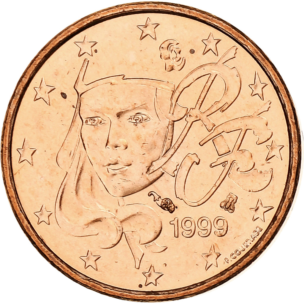 Francja, Euro Cent, BU, 1999, Monnaie de Paris, Miedź platerowana stalą