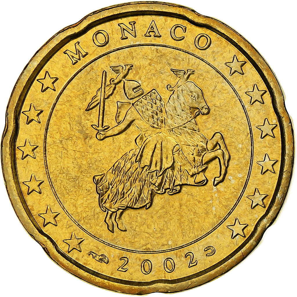 Monaco, Rainier III, 20 Euro Cent, 2002, Monnaie de Paris, Bi-Metallic, MS(63)