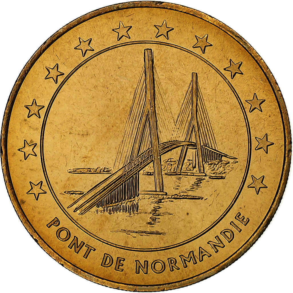 France, 1€ pattern, Pont de Normandie, 1996, Brass, MS(65-70)