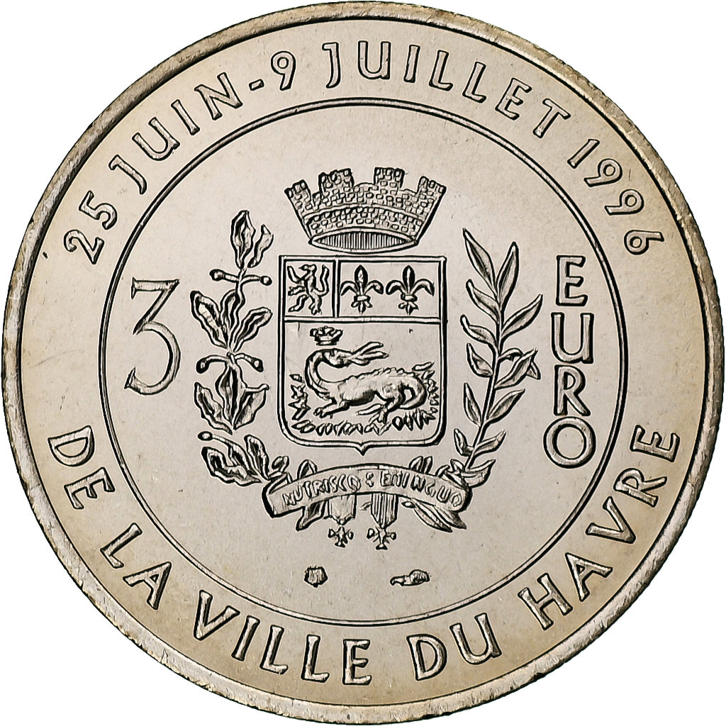 France, 3€ pattern, Pont de Normandie, 1996, Cupro-aluminium-nickel, MS(65-70)