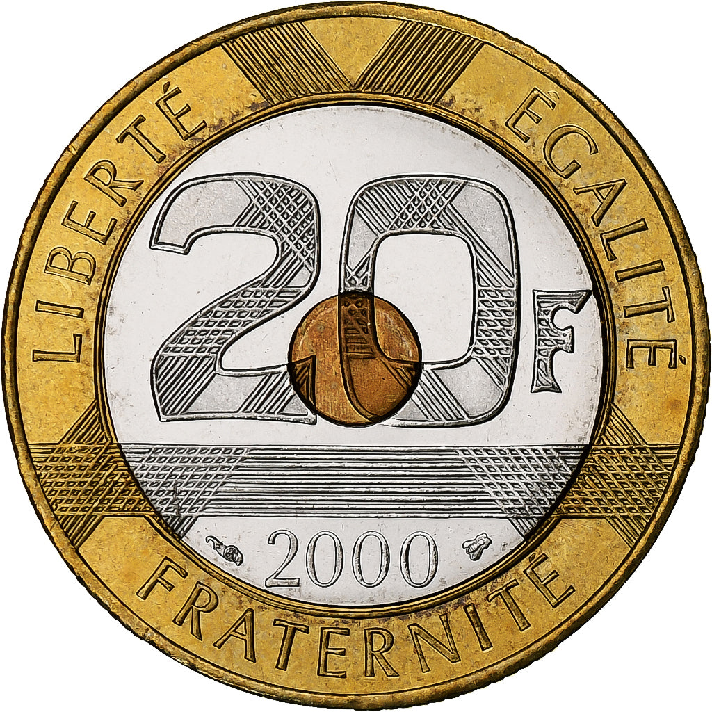 France, 20 Francs, Mont Saint Michel, 2000, Monnaie de Paris, BU, Tri-Metallic