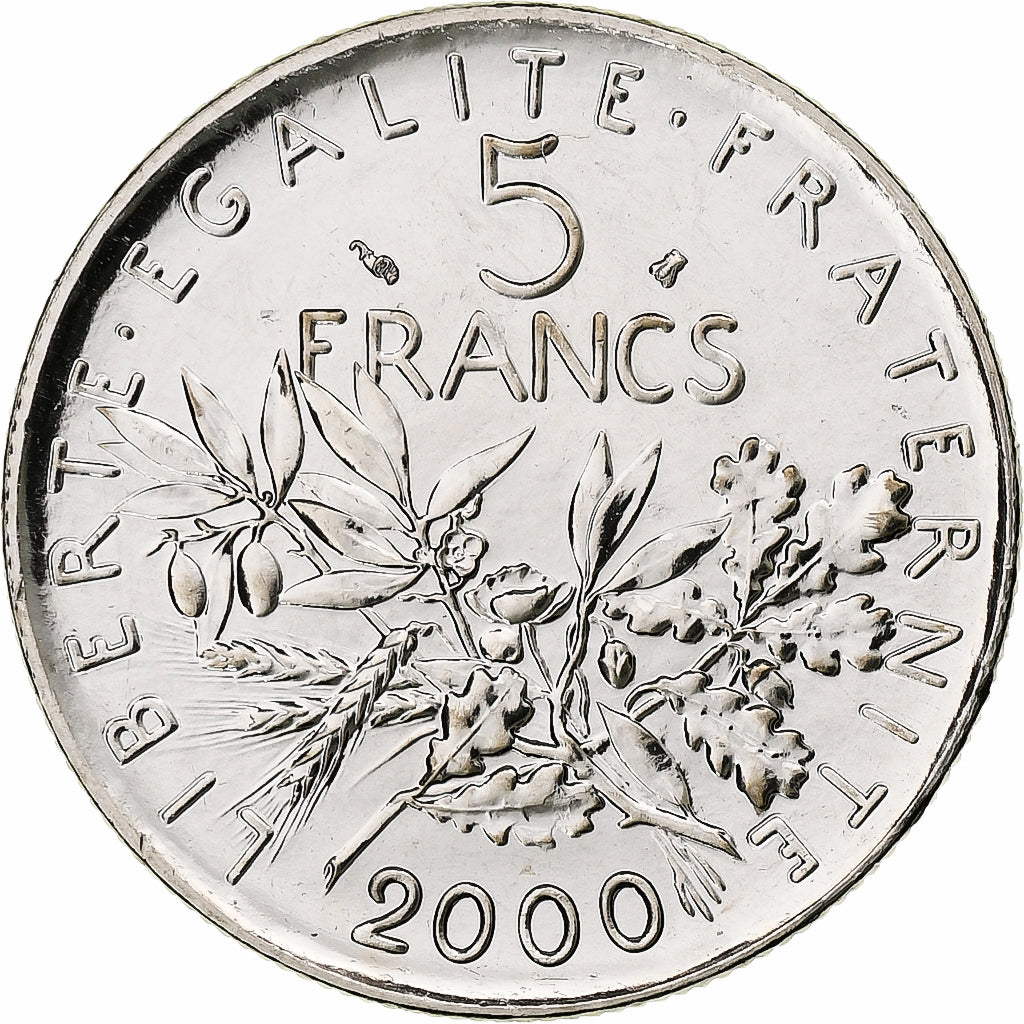 France, 5 Francs, Semeuse, 2000, Monnaie de Paris, BU, Nickel Clad