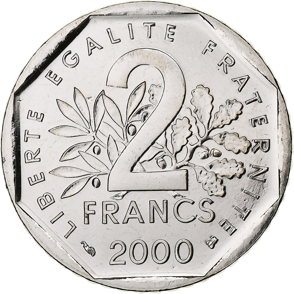 France, 2 Francs, Semeuse, 2000, Monnaie de Paris, BU, Nickel, MS(65-70)