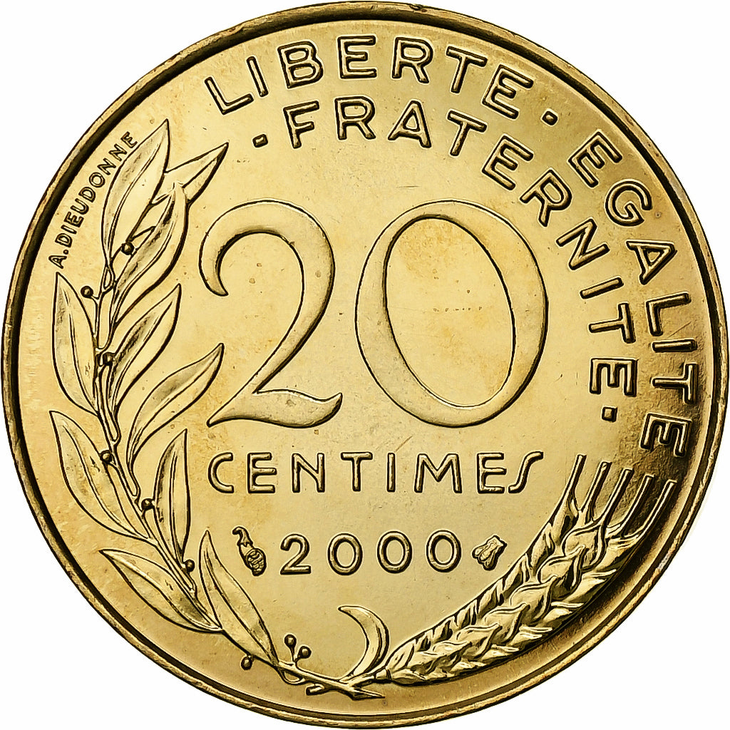 France, 20 Centimes, Marianne, 2000, Monnaie de Paris, BU, Aluminum-Bronze