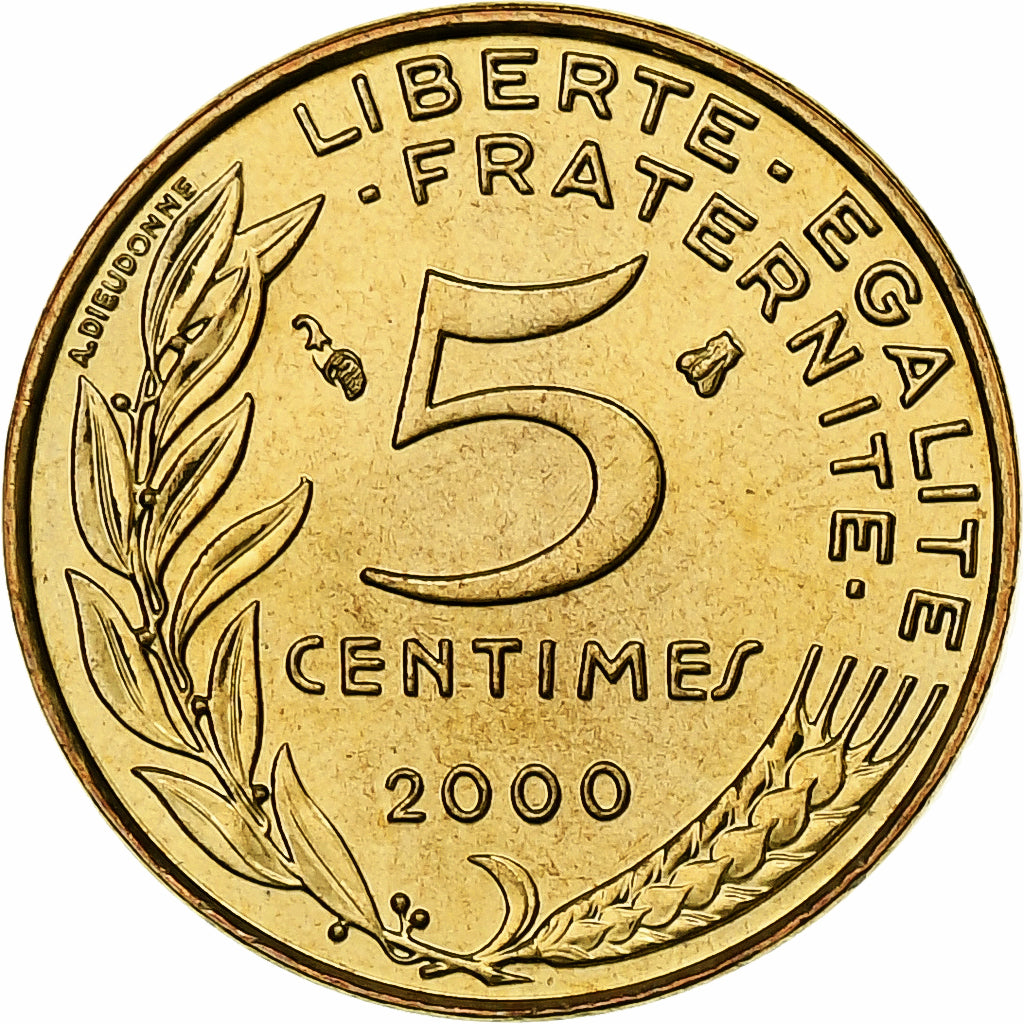 France, 5 Centimes, Marianne, 2000, Monnaie de Paris, BU, Bronze-Aluminium, FDC