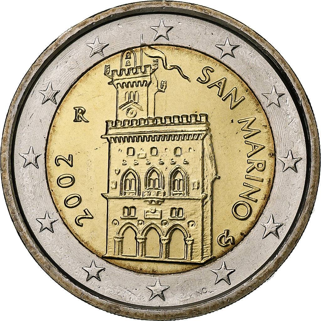 San Marino, 2 Euro, BU, 2002, Rome, Bi-Metallic, MS(65-70)