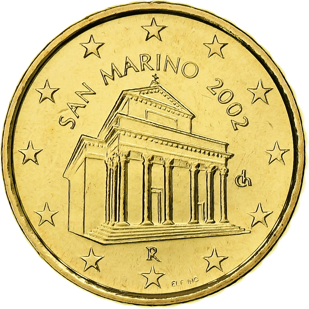 San Marino, 10 Euro Cent, BU, 2002, Rome, Nordic gold, MS(65-70), KM:443