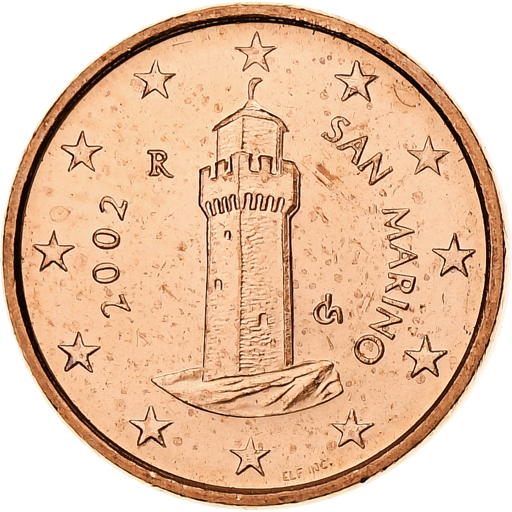 San Marino, Euro Cent, BU, 2002, Rome, Copper Plated Steel, MS(65-70), KM:440