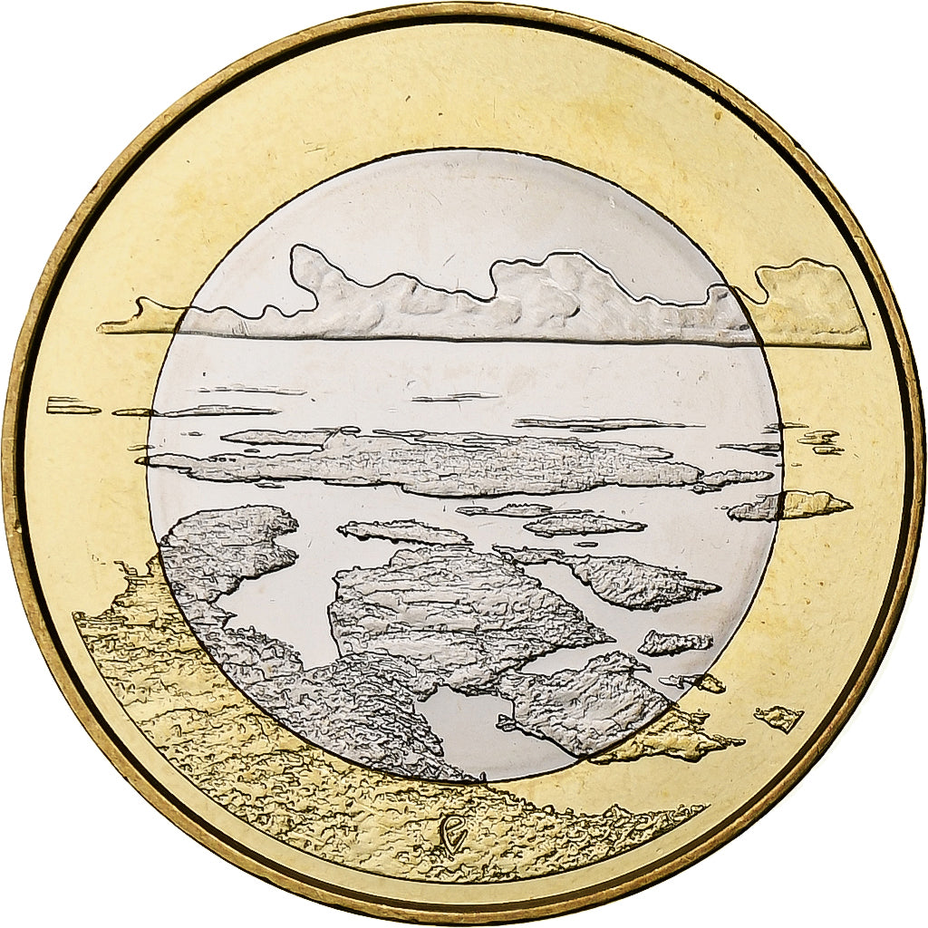 Finlandia, 5 Euro, Archipelago Sea, Prueba, 2018, Vantaa, Bimetálico, FDC