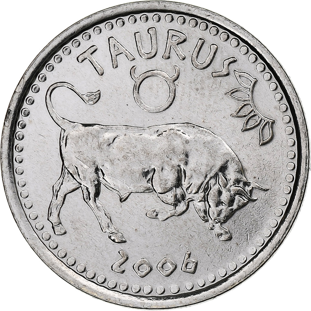 Somaliland, 10 Shillings, Taurus, 2006, Stainless Steel, AU(55-58), KM:10
