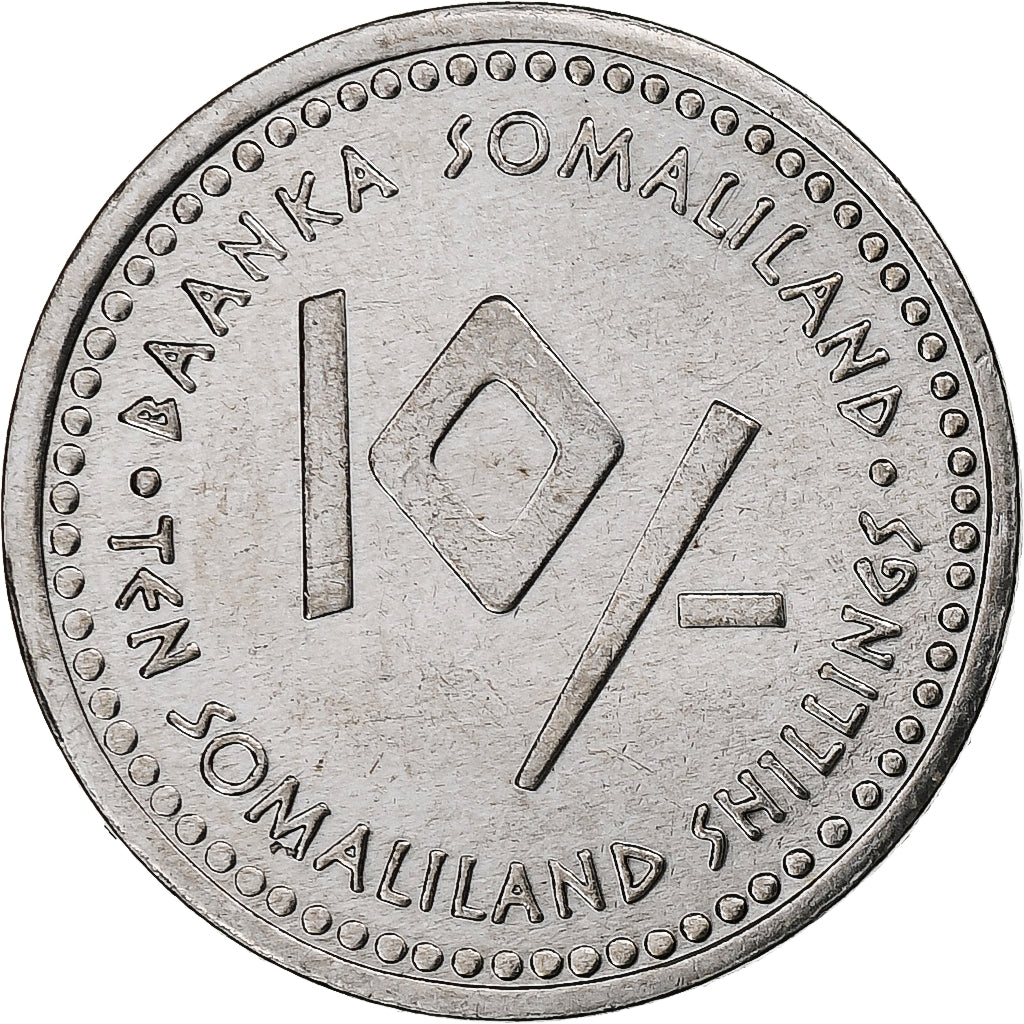 Somaliland, 10 Shillings, Leo, 2006, Stainless Steel, AU(55-58), KM:12